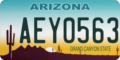 AZ license plate AEY0563