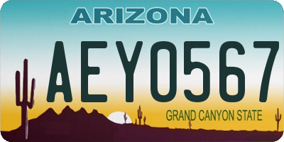 AZ license plate AEY0567