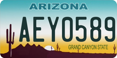 AZ license plate AEY0589