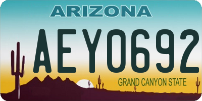 AZ license plate AEY0692