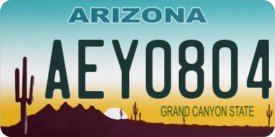 AZ license plate AEY0804
