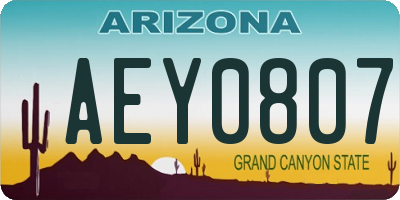 AZ license plate AEY0807