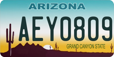 AZ license plate AEY0809