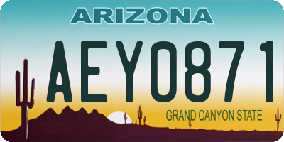 AZ license plate AEY0871