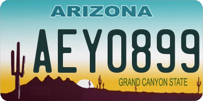 AZ license plate AEY0899