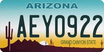 AZ license plate AEY0922