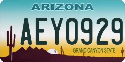 AZ license plate AEY0929