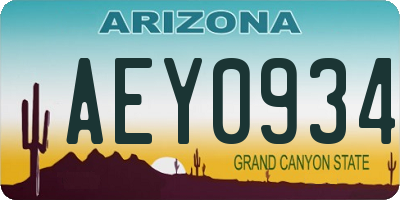 AZ license plate AEY0934