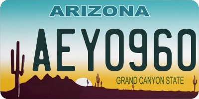 AZ license plate AEY0960