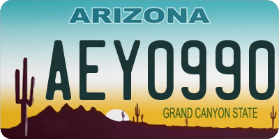 AZ license plate AEY0990