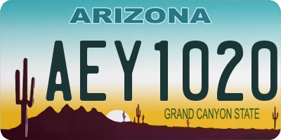 AZ license plate AEY1020