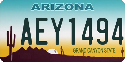 AZ license plate AEY1494