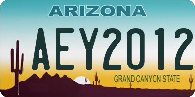 AZ license plate AEY2012