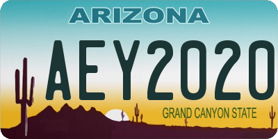 AZ license plate AEY2020