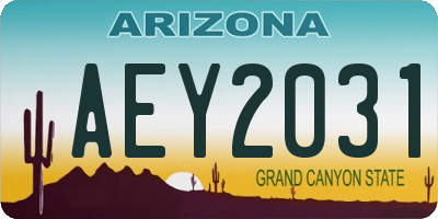 AZ license plate AEY2031