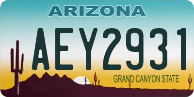 AZ license plate AEY2931