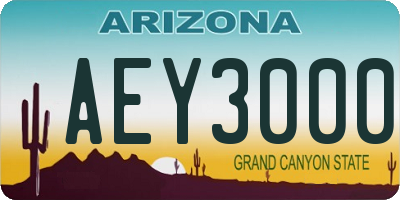 AZ license plate AEY3000