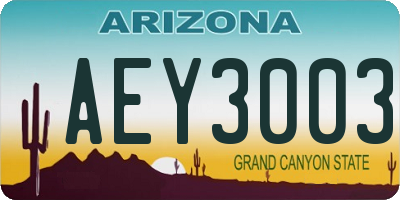 AZ license plate AEY3003