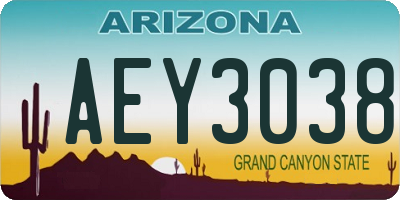 AZ license plate AEY3038