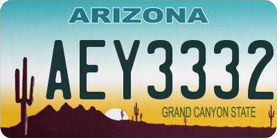 AZ license plate AEY3332