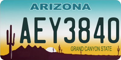 AZ license plate AEY3840
