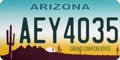 AZ license plate AEY4035