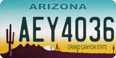 AZ license plate AEY4036