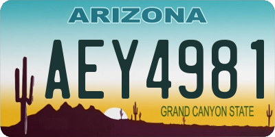 AZ license plate AEY4981