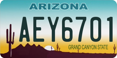AZ license plate AEY6701