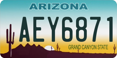 AZ license plate AEY6871