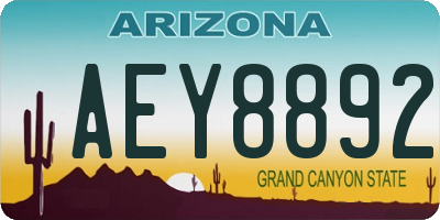 AZ license plate AEY8892