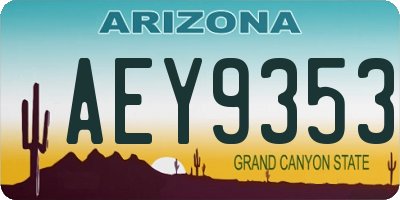 AZ license plate AEY9353