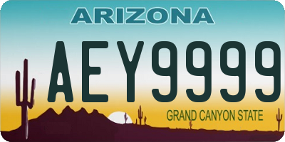 AZ license plate AEY9999