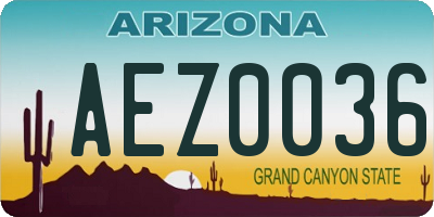 AZ license plate AEZ0036