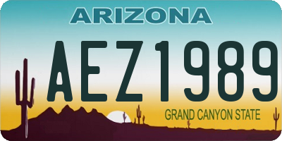 AZ license plate AEZ1989