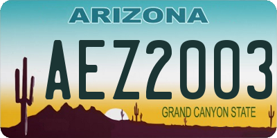 AZ license plate AEZ2003