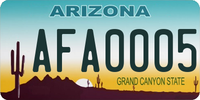 AZ license plate AFA0005
