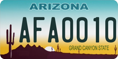 AZ license plate AFA0010