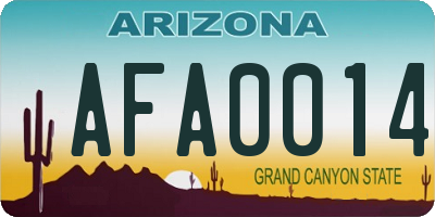 AZ license plate AFA0014