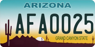 AZ license plate AFA0025