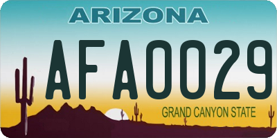 AZ license plate AFA0029