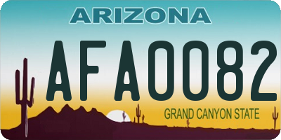 AZ license plate AFA0082
