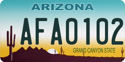 AZ license plate AFA0102
