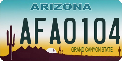 AZ license plate AFA0104