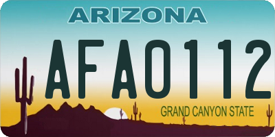 AZ license plate AFA0112