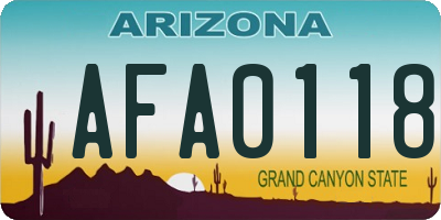 AZ license plate AFA0118