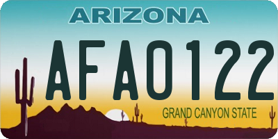 AZ license plate AFA0122