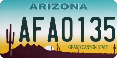 AZ license plate AFA0135