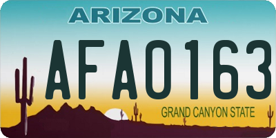 AZ license plate AFA0163