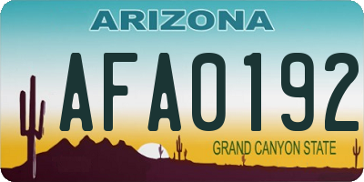 AZ license plate AFA0192